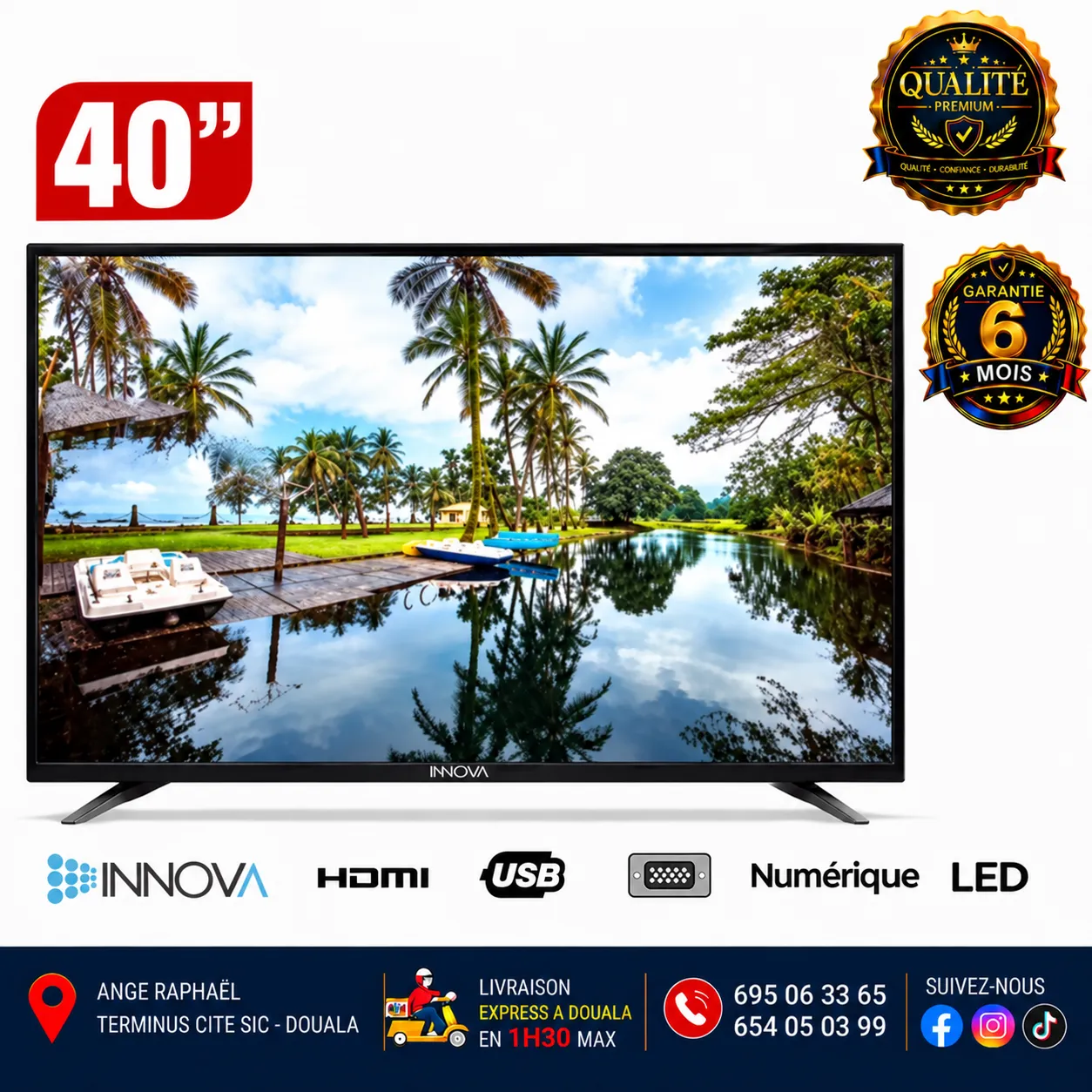 Téléviseur Innova LED FHD – numérique – satellite – DV3S2/T2 – 40 pouces – 40TT100