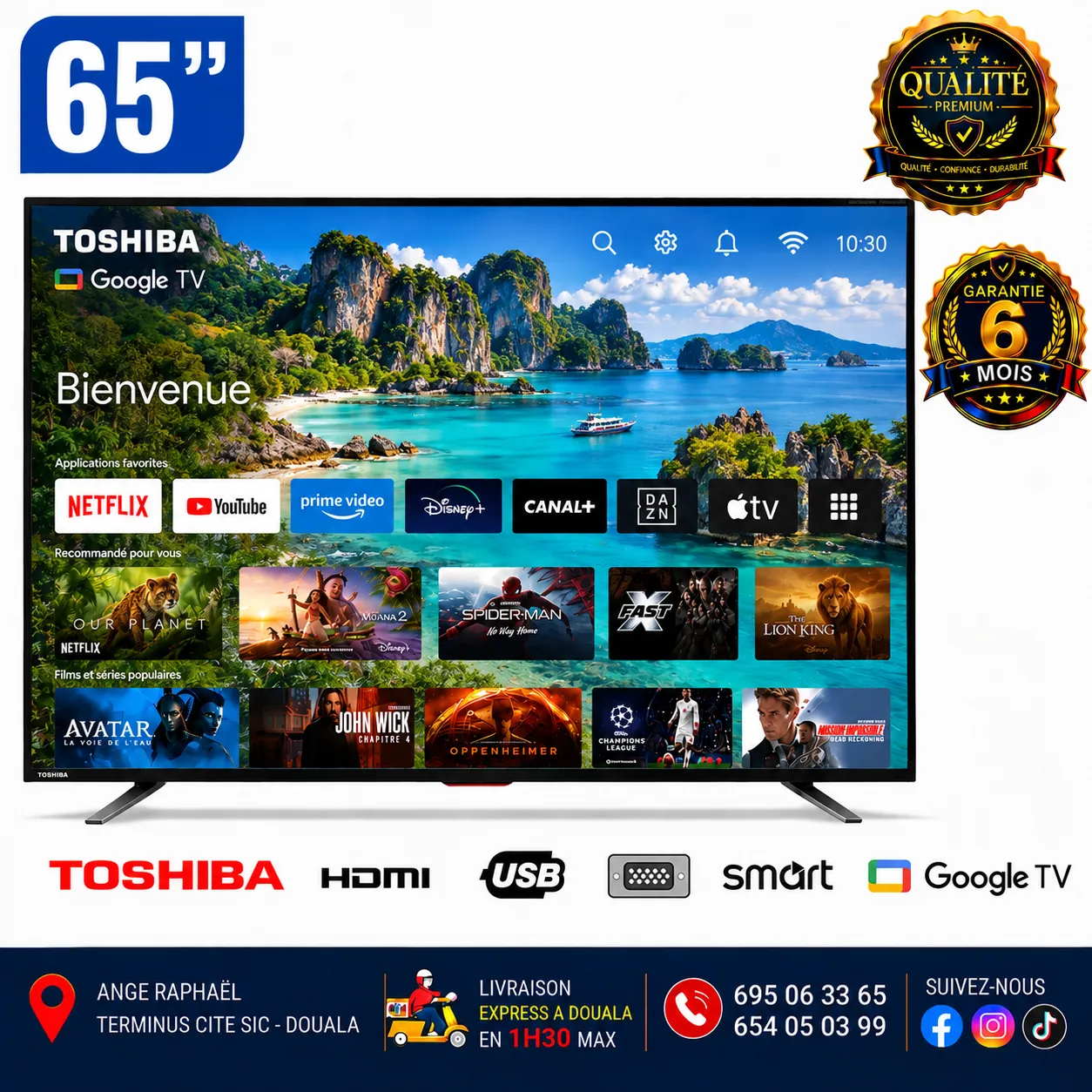 Téléviseur Toshiba Smart TV – 65C350N – 65 pouces – 4K Ultra HD – Google TV – Dolby Atmo