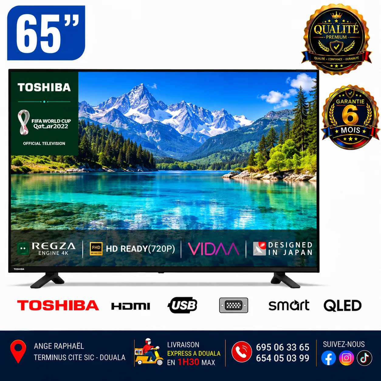 Téléviseur Toshiba Smart TV – 65 pouces – QLED – Dolby Atmos