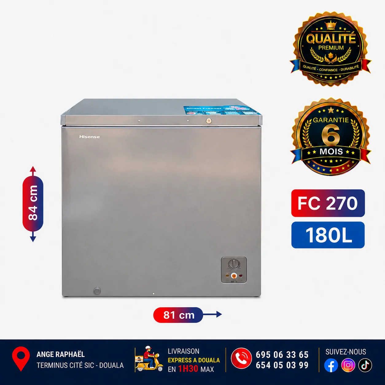 Congélateur coffre - Hisense - FC270 - 180 L - A+ - Gris