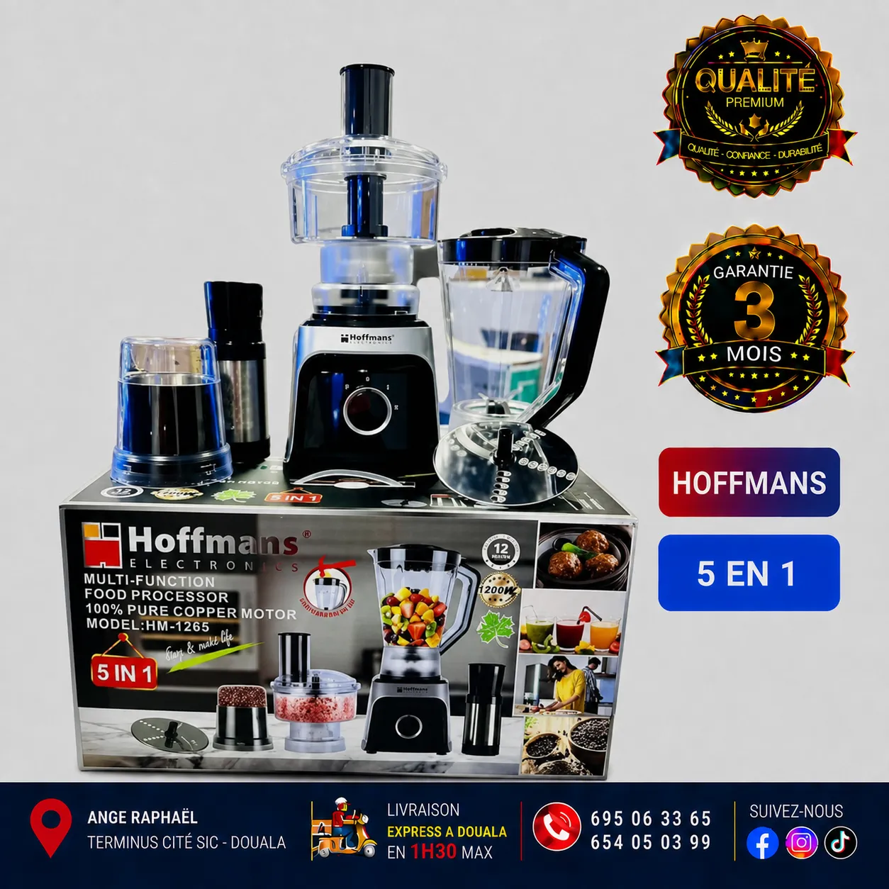 Robot mixeur – Blender 5 en 1 – Hoffmans – blender – extracteur – hacheur.